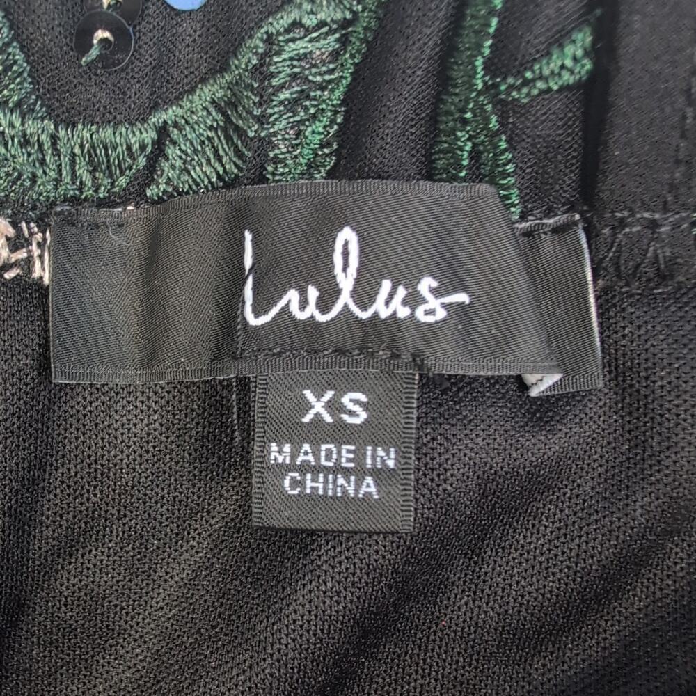 Lulu's Rue Black Floral Embroidered Sequin Bodycon Mini Dress Size XS - Picture 8 of 14